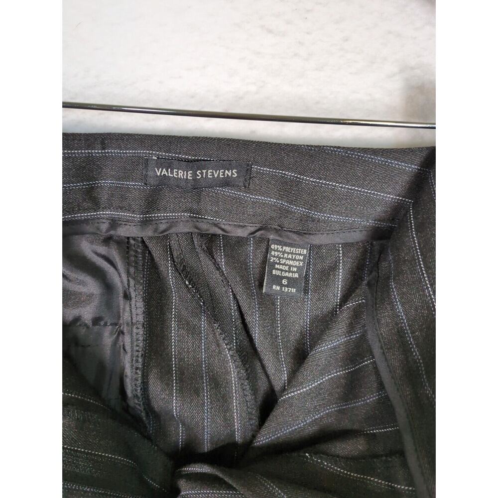 NWT Valerie Stevens black dress pants w/ blue & gray stripes, stretch. Size 6 - Picture 9 of 12